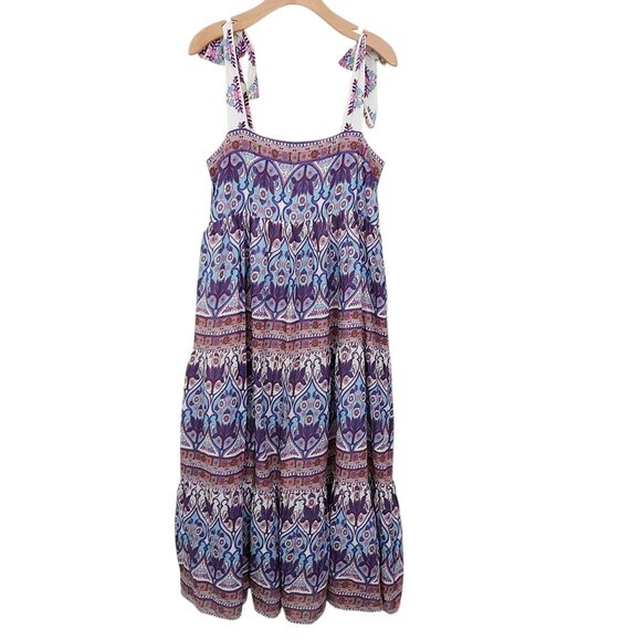 Caroline Constas Maxi Dress Womens Medium Purple Blue Floral Boho Cottagecore - Picture 1 of 13